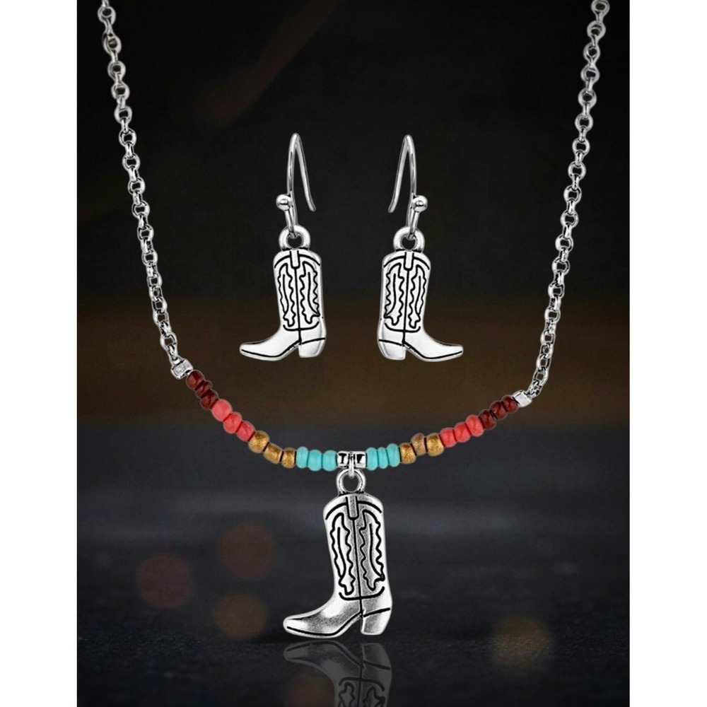 Montana Silversmiths Colorstruck Cowboy Boot Beaded Jewelry Set NEW NIB